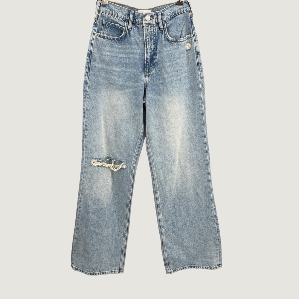 FRAME‎ High N Tight Wide Leg Jeans Bilson Rips Distressed 32.5" Inseam Size 26